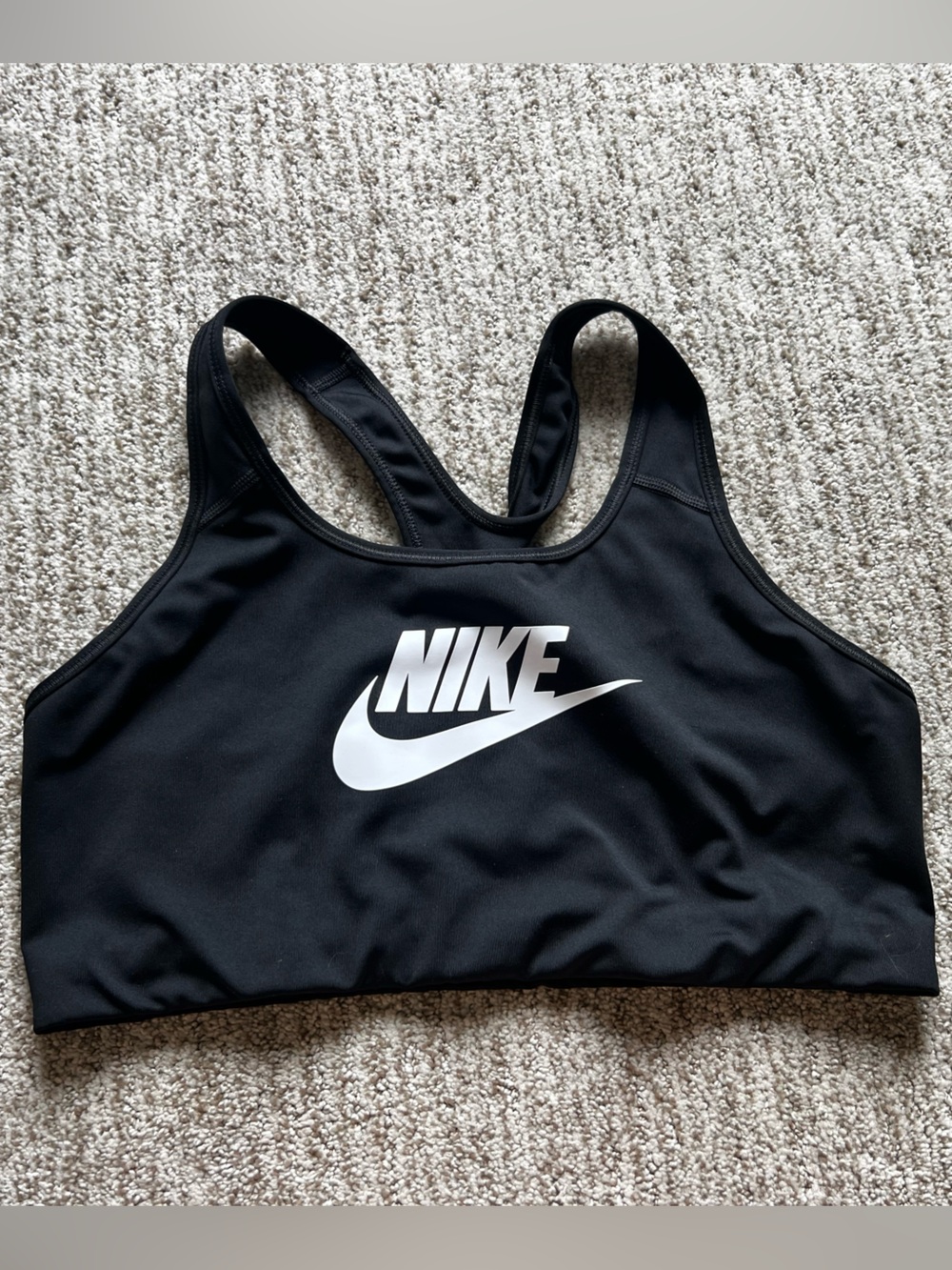 Nike Black Sports Bra with White Swoosh